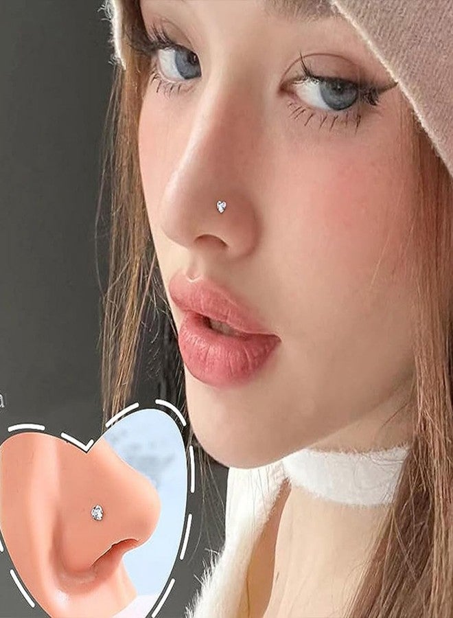 SEEDRILL 8Pcs 20G Nose Rings studs for Woman Hypoallergenic Straight Nose Studs 316L Surgical Steel with Gold Plated Nose Piercings Jewelry 3mm CZ L Shape Nose Ring 20 Gauge Nose Stud Nose Screw Studs - Image 5